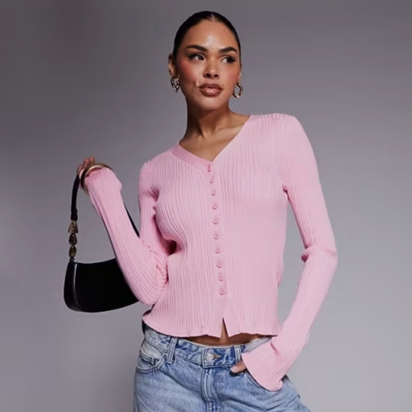 ASOS Sweaters - ✨5 For $50 ASOS Pink Button Front V-Neck Cardigan Size S